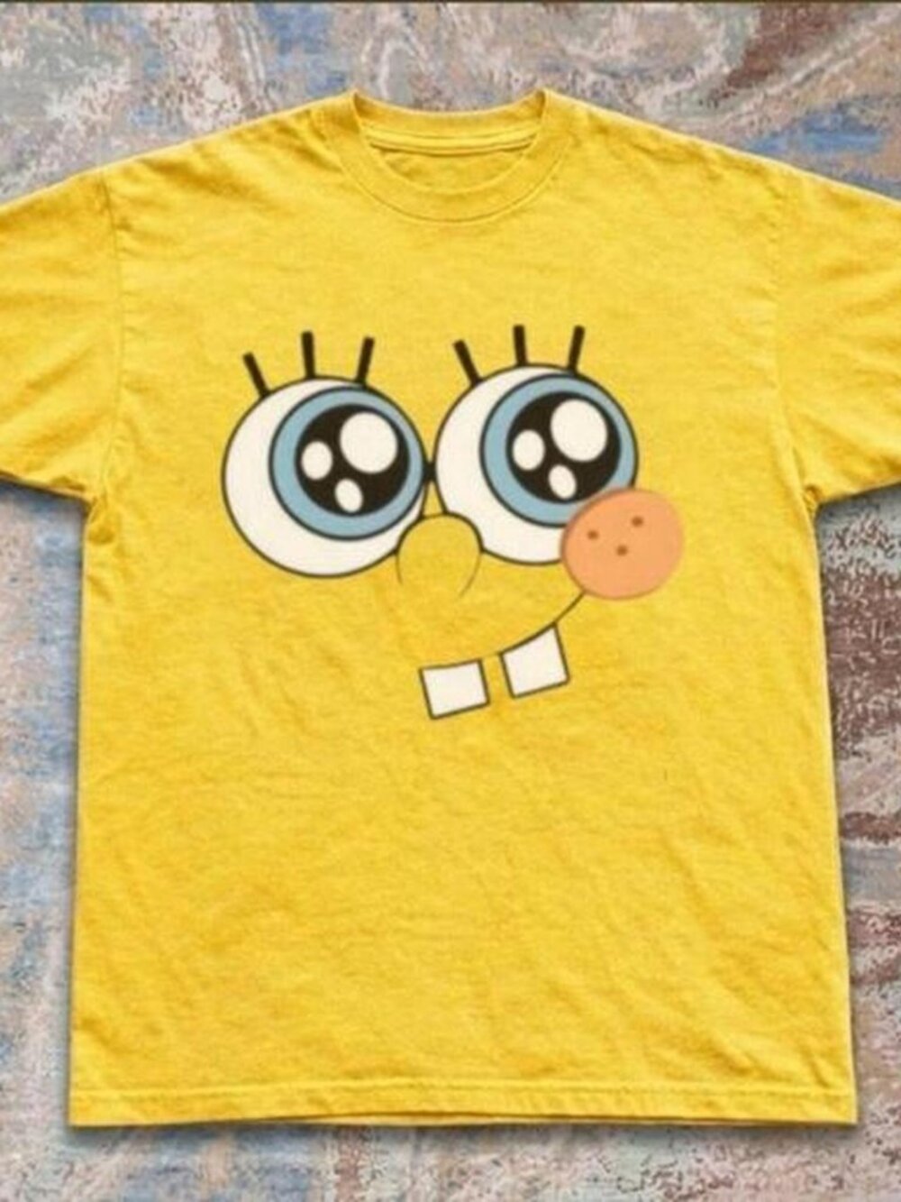 Vintage Yellow Cartoon Character Graphic T-Shirt Big Eyes Funny Y2K Tee